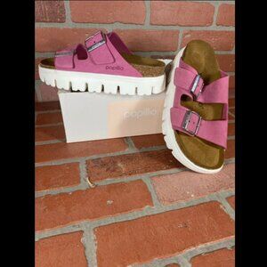 Birkenstock Papillio Arizona chunky 2 straps platform sandals fuchsia tulip